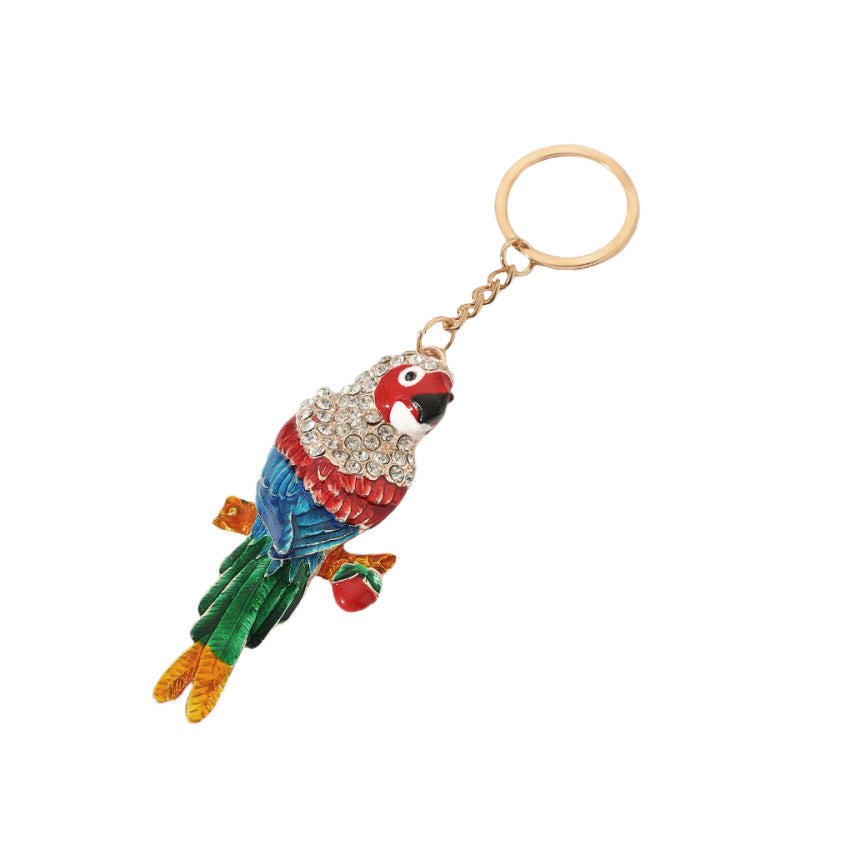 Wholesale Diamond Inlaid Metal Parrot Creative Key Chain